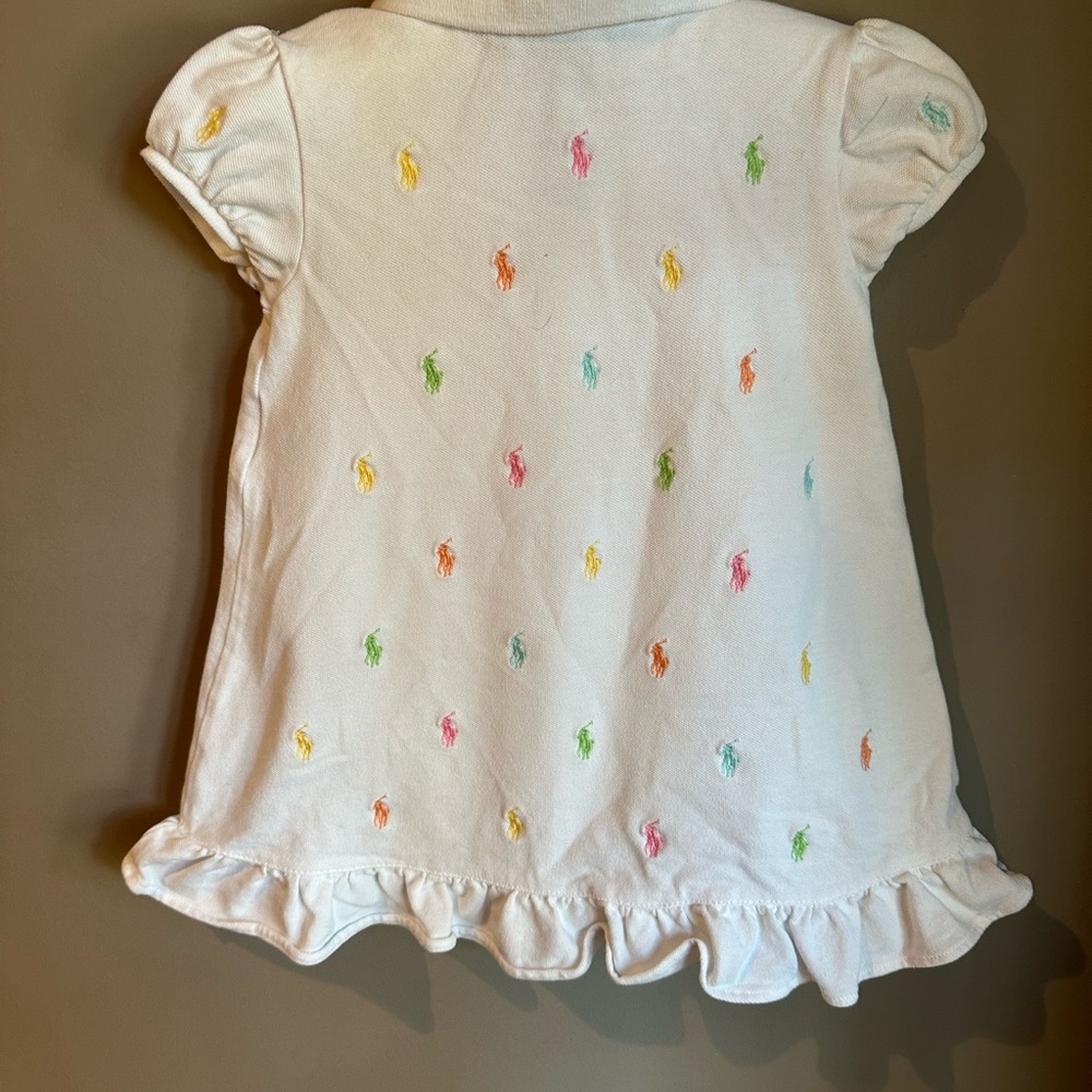Ralph Lauren Kids White Polo dress with Multicolor Embroidery - Picture 3 of 5